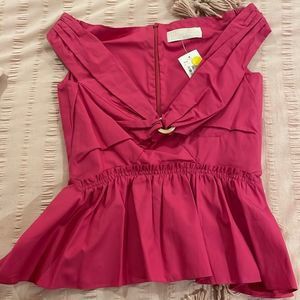 PETER PILOTTO Bardot Peplum Bustier Fuschia Size 2